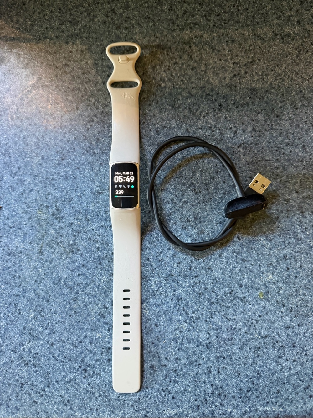 Fitbit Inspire HR (model FB413), with Black Charging Cable